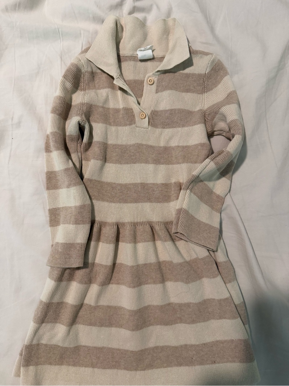 Zara Cream and Beige Striped Knit Turtleneck Dress